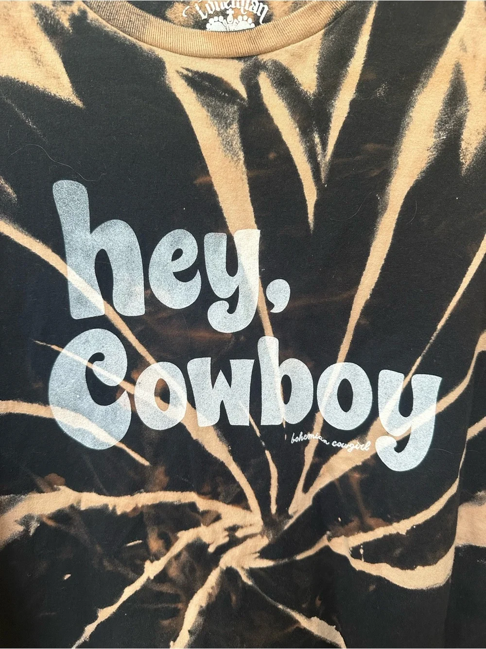 Hey, Cowboy Tie-Dye Crop Tee - Black & Tan